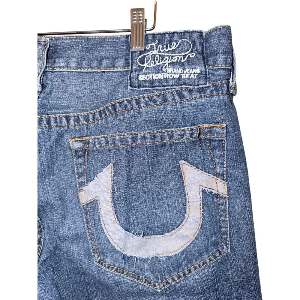 True religion men’s shorts jorts USA made 36 hemmed 100% blue jean denim cotton